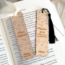 Marque page  en bois personnalisé - Affaires scolaires