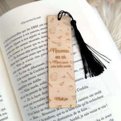 Marque page  en bois personnalisé - Affaires scolaires