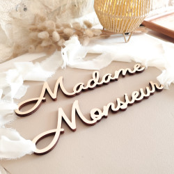 Décoration de chaise "Monsieur" et "Madame" en bois