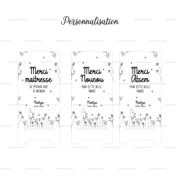 Support téléphone fleurs - gravure bois - Maitresse, nounou, Atsem