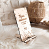 Support téléphone fleurs - gravure bois - Maitresse, nounou, Atsem