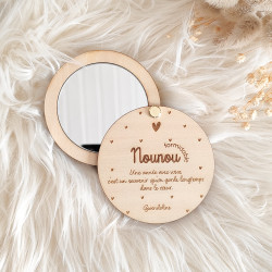 Miroir de poche personnalisé en bois gravé - Formidable – Cadeau Maîtresse, ATSEM ou Nounou