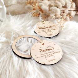 Miroir de poche personnalisé en bois gravé - Formidable – Cadeau Maîtresse, ATSEM ou Nounou