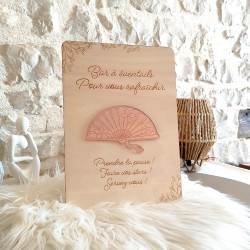Pancarte / panneau en bois gravé - Bar à éventails - Décoration Mariage