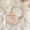 Miroir de poche personnalisé en bois gravé - Champs de fleurs – Cadeau Maîtresse, ATSEM ou Nounou