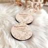Miroir de poche personnalisé en bois gravé - Champs de fleurs – Cadeau Maîtresse, ATSEM ou Nounou