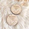 Miroir de poche personnalisé en bois gravé - Champs de fleurs – Cadeau Maîtresse, ATSEM ou Nounou