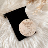Miroir de poche personnalisé en bois gravé - Champs de fleurs – Cadeau Maîtresse, ATSEM ou Nounou