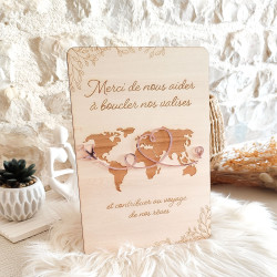 Pancarte / panneau en bois gravé - Voyage de noces - Décoration Mariage