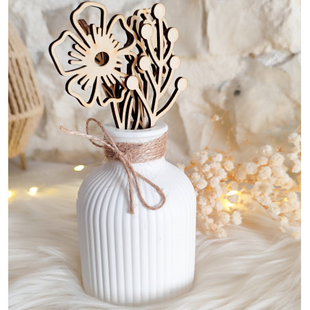 Vase en resine naturelle et fleurs en bois : Un Cadeau Naturel et Uniq