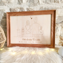 portrait de famille personnalisée gravure bois