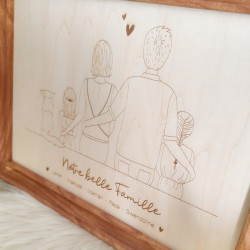portrait de famille personnalisée gravure bois