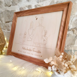 portrait de famille personnalisée gravure bois