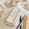 Boîte à crayons, stylos en bois gravée personnalisée