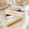 Boîte à crayons, stylos en bois gravée personnalisée