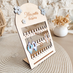Support Boucle d'oreille en bois gravé