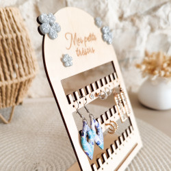 Support Boucle d'oreille en bois gravé