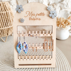 Support Boucle d'oreille en bois gravé