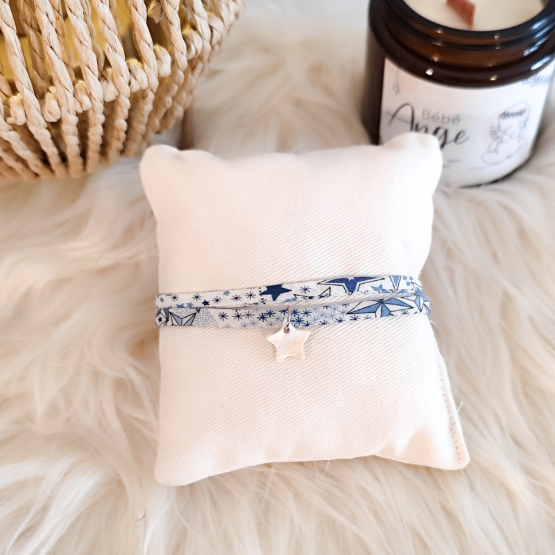 Bracelet tissu liberty breloque étoile Bracelet tissu liberty breloque étoile