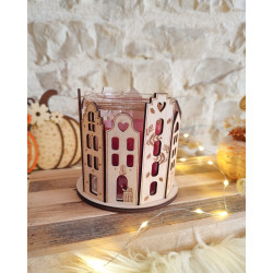 Lanterne maison d'automne - Gravure bois