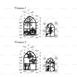 Fenêtres Hantées en Bois Gravé – Décoration Halloween
