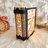 Livre lanterne d’Halloween en bois – Gravure laser artisanale