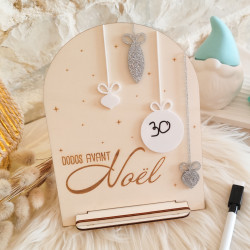 Pancarte compte a rebours de Noël - gravure sur bois