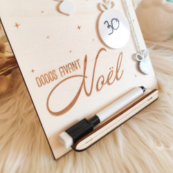 Pancarte compte a rebours de Noël - gravure sur bois