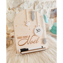 Pancarte compte a rebours de Noël - gravure sur bois