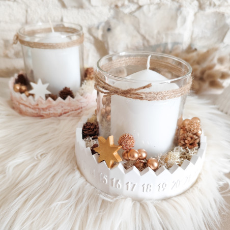 Couronne de l’avent - décompte étoile - en résine naturelle