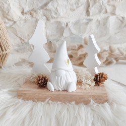 Gnome et Sapins en Résine Naturelle sur Socle en Bois