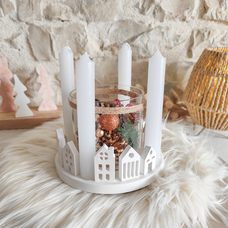 Couronne de l’avent maisons résine naturelle