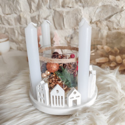 Couronne de l’avent maisons résine naturelle