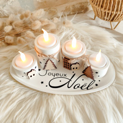 Plateau de l’Avent avec 4 Bougeoirs – Résine Naturelle