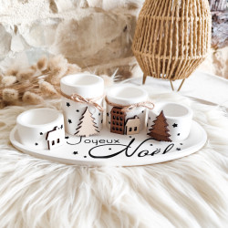 Plateau de l’Avent avec 4 Bougeoirs – Résine Naturelle