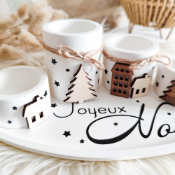 Plateau de l’Avent avec 4 Bougeoirs – Résine Naturelle