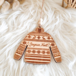 Pull de Noël en Bois Personnalisable - Décoration pour Sapin