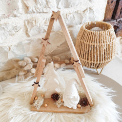 Sapin en batônnets de bois avec Gnome - Décoration de Noël naturelle e