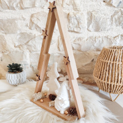 Sapin en batônnets de bois avec Gnome - Décoration de Noël naturelle e