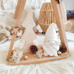 Sapin en batônnets de bois avec Gnome - Décoration de Noël naturelle e