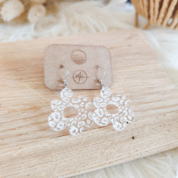 Boucles d'Oreilles en Acrylique Transparent Gravé Léopard - Artisanale