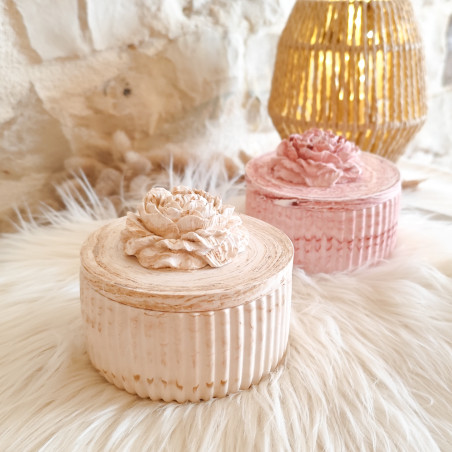 Pot décoratif fleur en résine naturelle fait main | Pot à bijoux déco