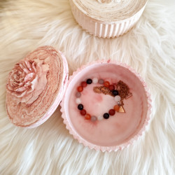 Pot décoratif fleur en résine naturelle fait main | Pot à bijoux déco